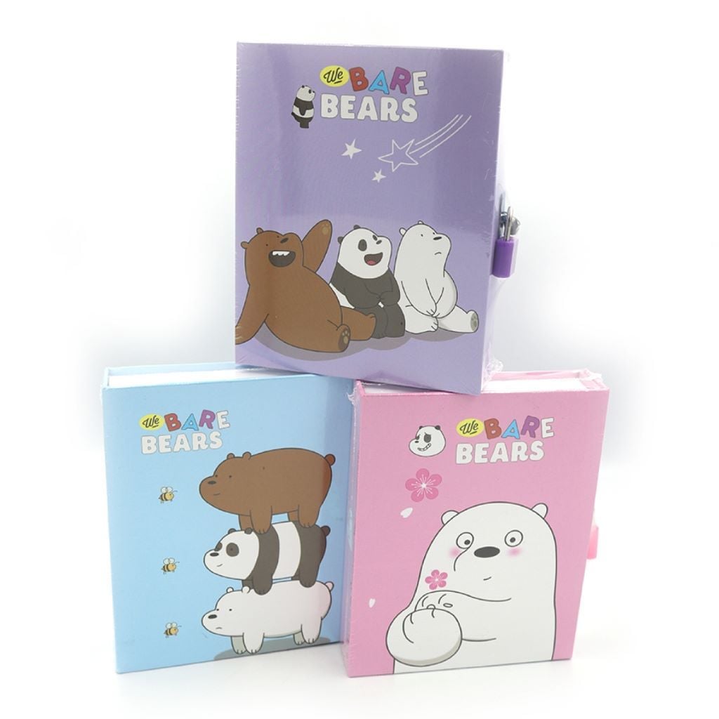 Блокнот 14,5*12,5см 45арк з замочком Bare Bears мікс видів у коробці 16*13см YH64K-B0314 Josefotten
