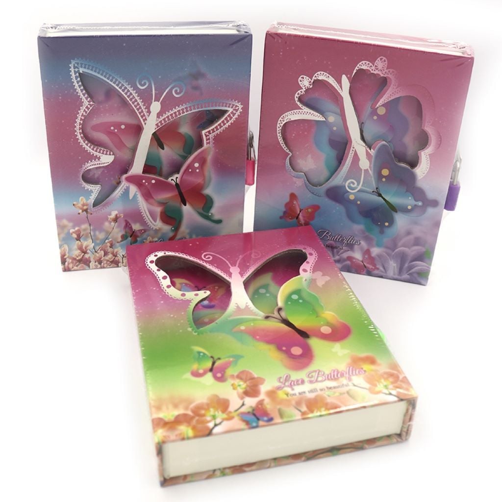Блокнот 14,5*12,5см 45арк з замочком Метелик мікс видів у коробці 16*13см YH64K-B0219 Josefotten
