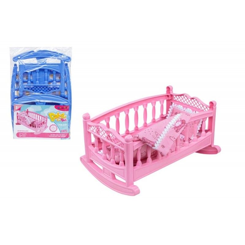 Ліжко для ляльок 44*30см колиска пластик постільна білизна у пакеті 006/4 bamsic