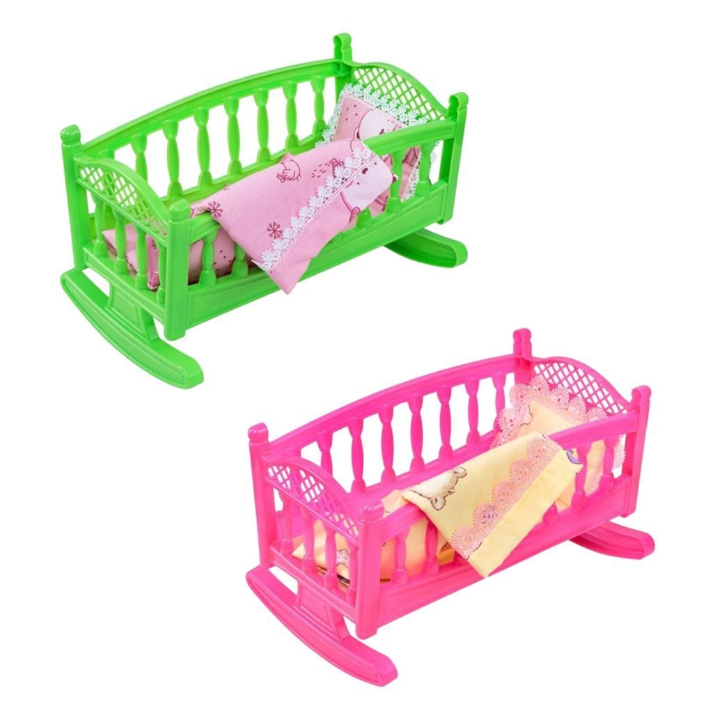 Ліжко для ляльок 39*23см колиска з постільною білизною дно пластик мікс кольорів у пакеті 006/7 bamsic