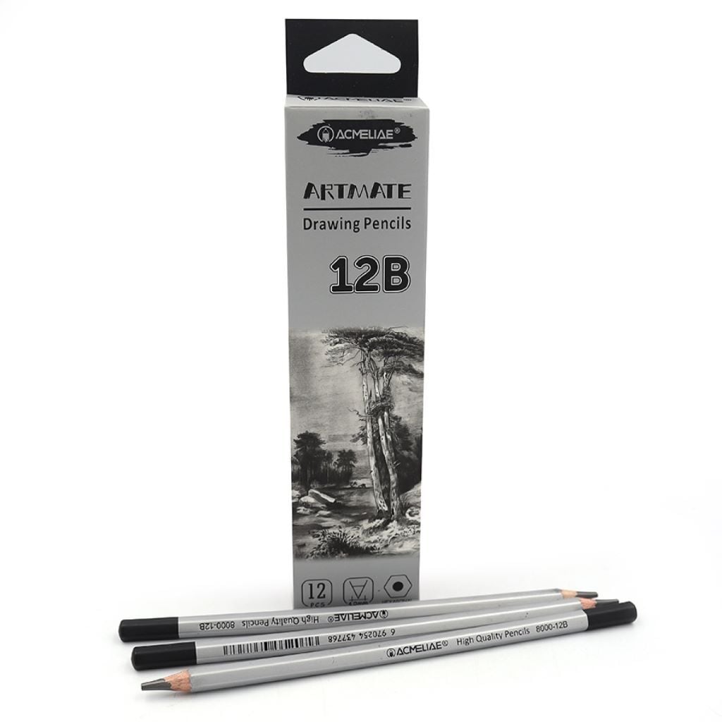 Олівець простий ч/гр шестигранний 12B 4мм ARTMATE 8000-12B Acmeliae