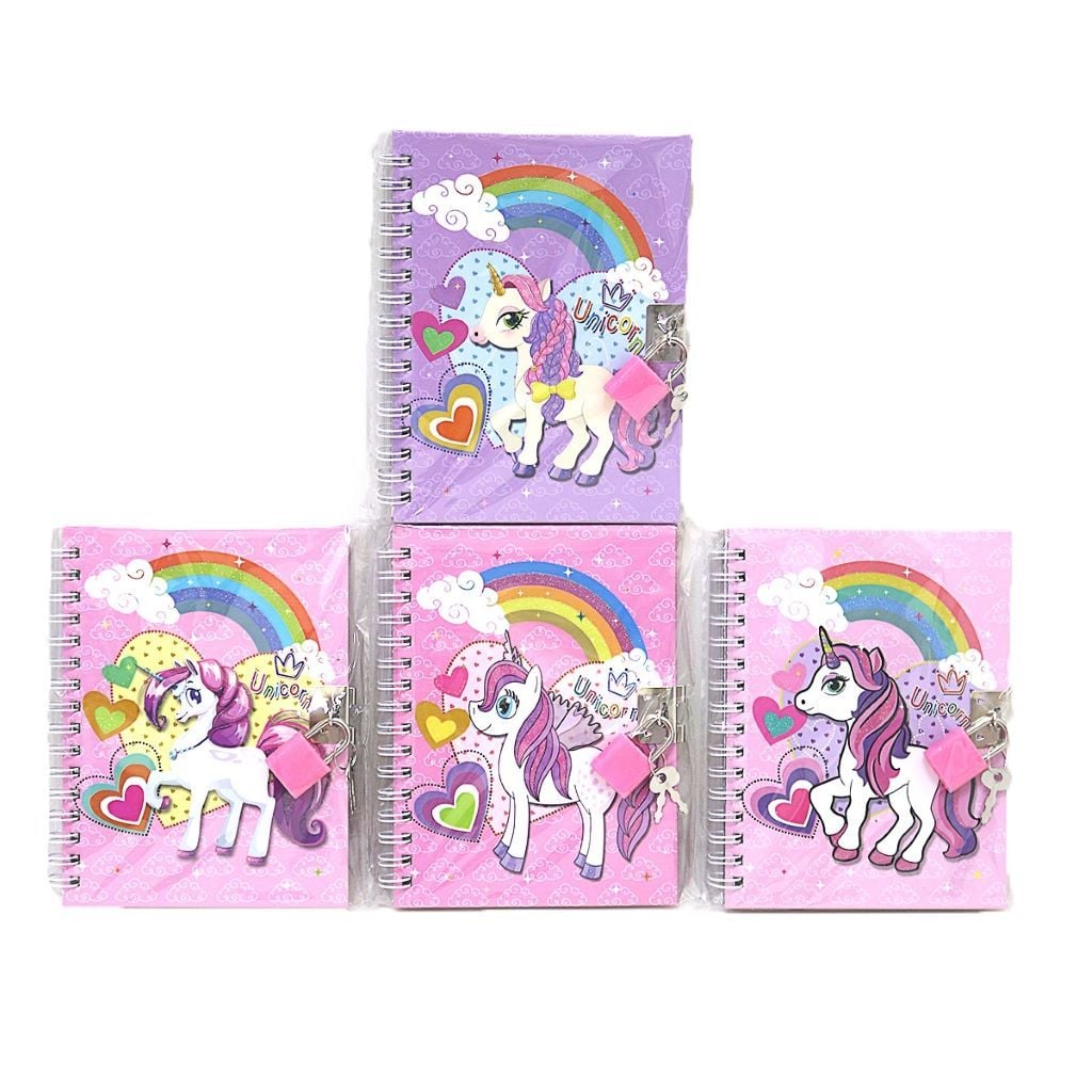 Блокнот 15*11см 48арк на спіралі з замочком Єдиноріг мікс видів 64984 Josefotten