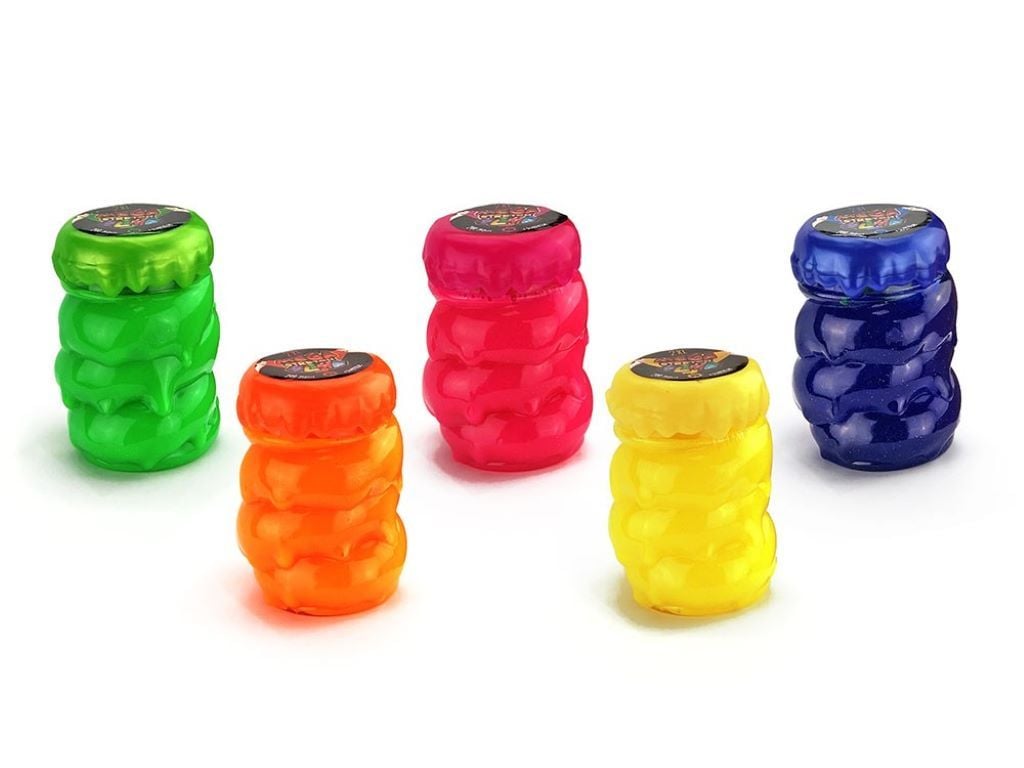 Слайм лизун Mega Stretch Slime 200г різного кольору з блистками та сюрпризом у банці 9*6см SLM-10-01U Danko toys