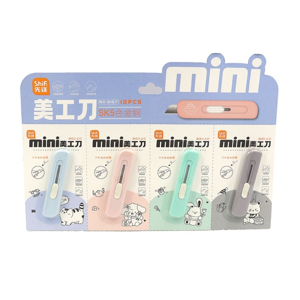 Ніж канцелярський 9мм пластик Mini Cutter на планшеті 14*8см 8157 Китай