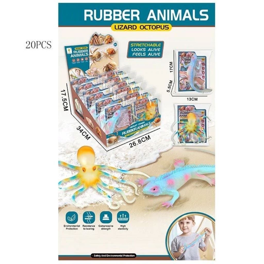 Тварини гумові Земноводні тянучка 2 види у пакеті 6006A Китай