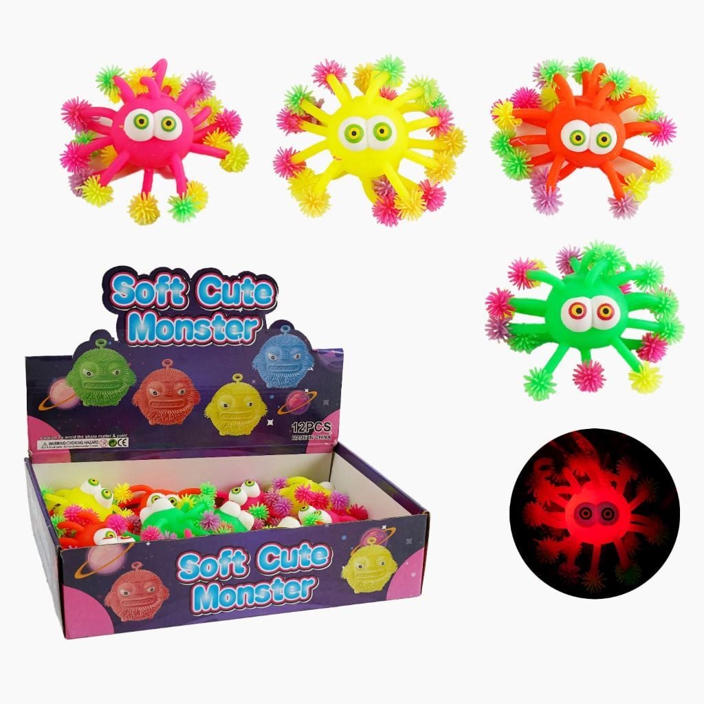 Антистрес Короновірус гумова кулька зі світлом 10*10см C68788 Китай