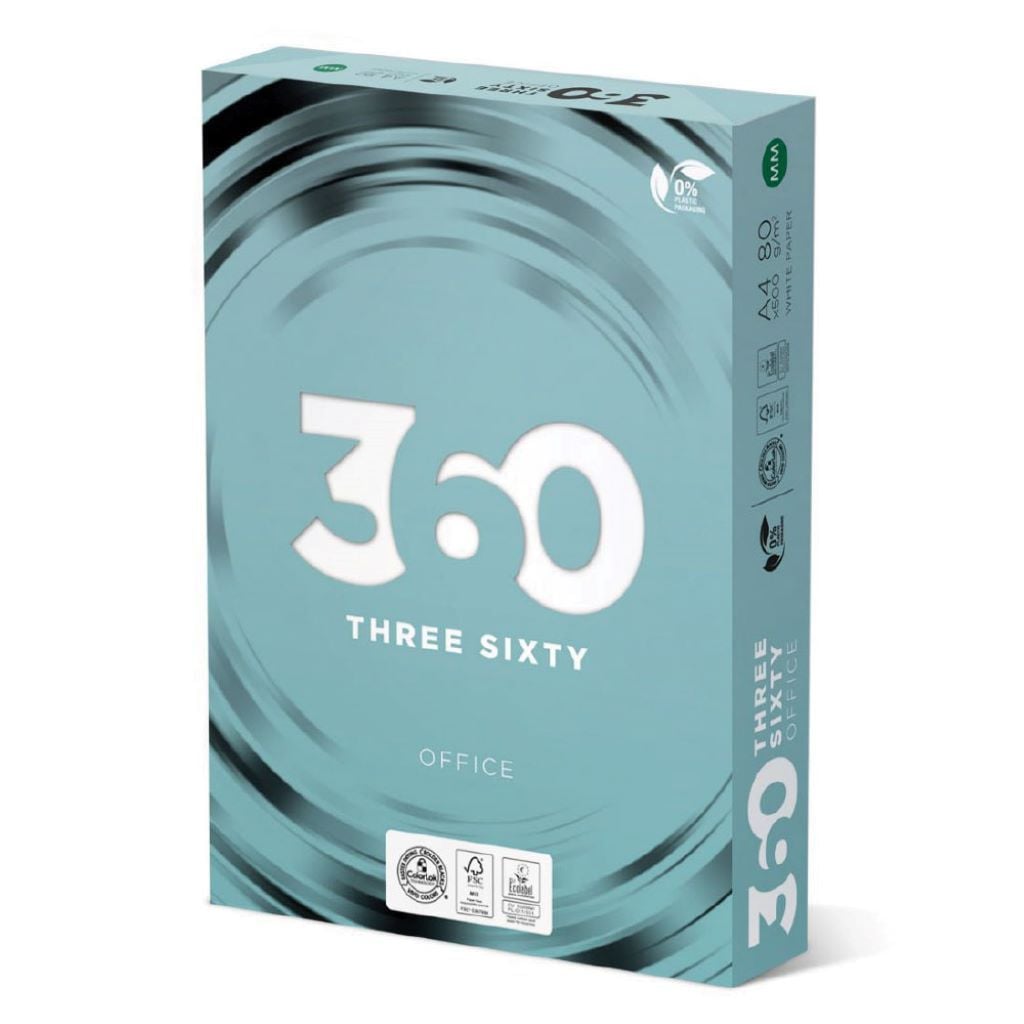 Папір А4 500аркушів 80г/г/м² біла для ксероксу 360 Office 18606 Польща