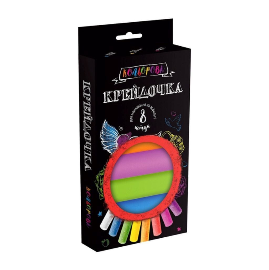 Крейда кольорова кругла Крейдочка 8шт для малювання на асфальті у коробці 19*10*3см КRD--02-02U Danko toys
