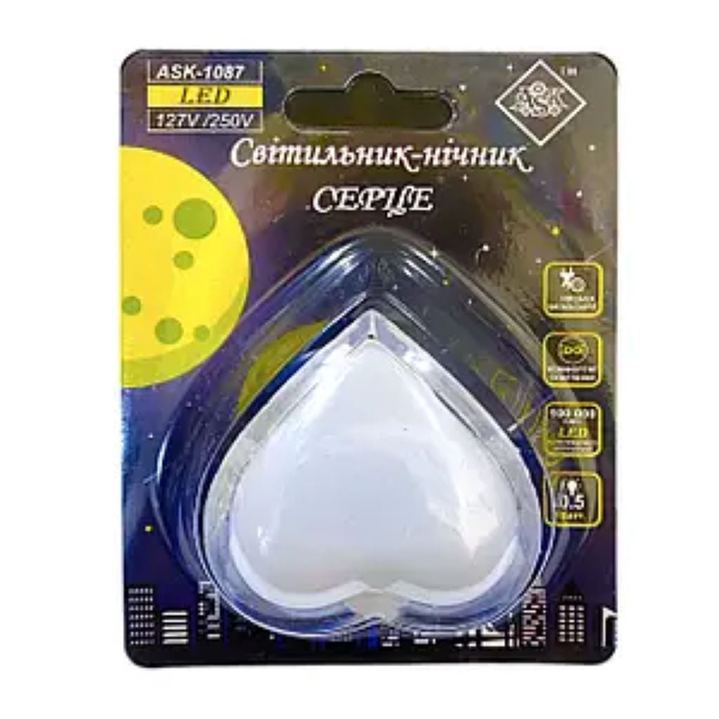 Нічник Серце від мережі з перемикачем LED 127V-250V на планшеті 11*9см ASK-1087 Китай