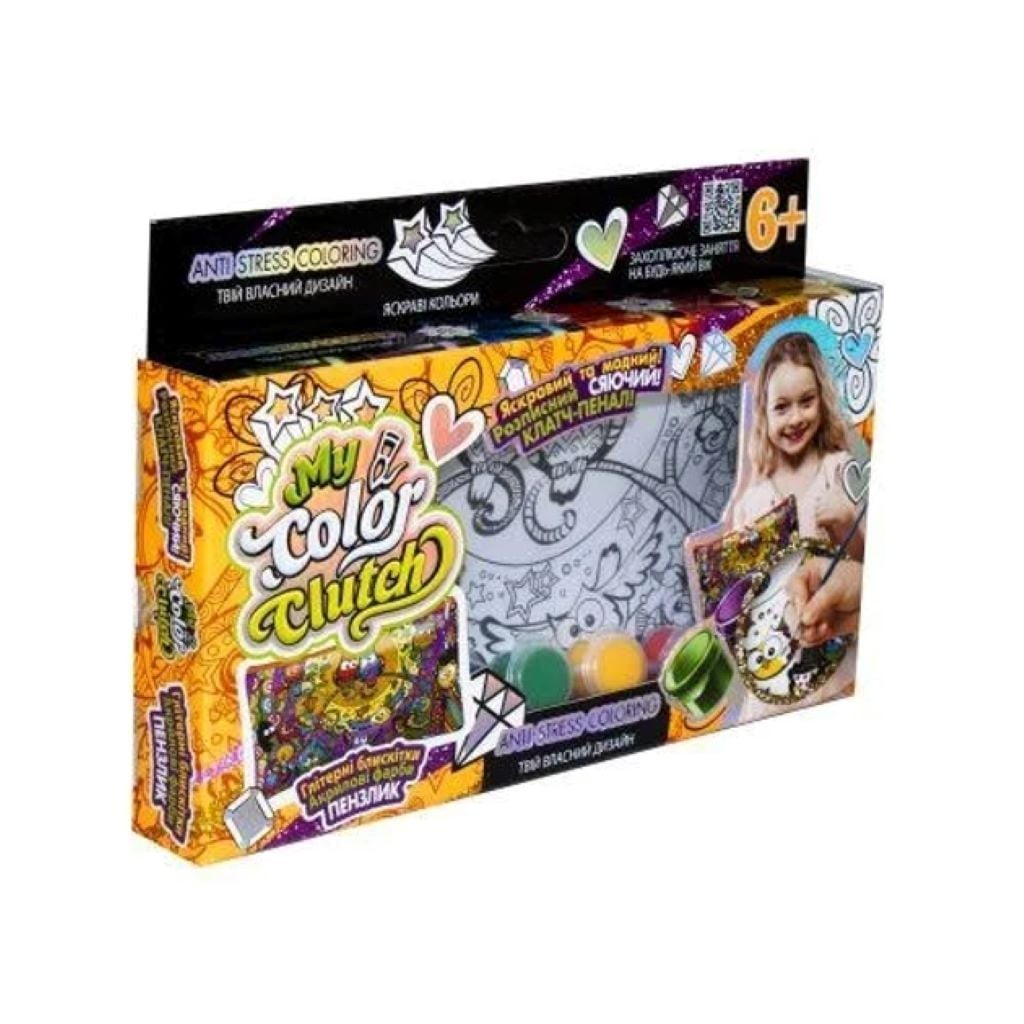Клатч- пенал розмальовка My Color Clutch фарби глітер у коробці 27*15*2,5см CCL-01-06U Danko toys