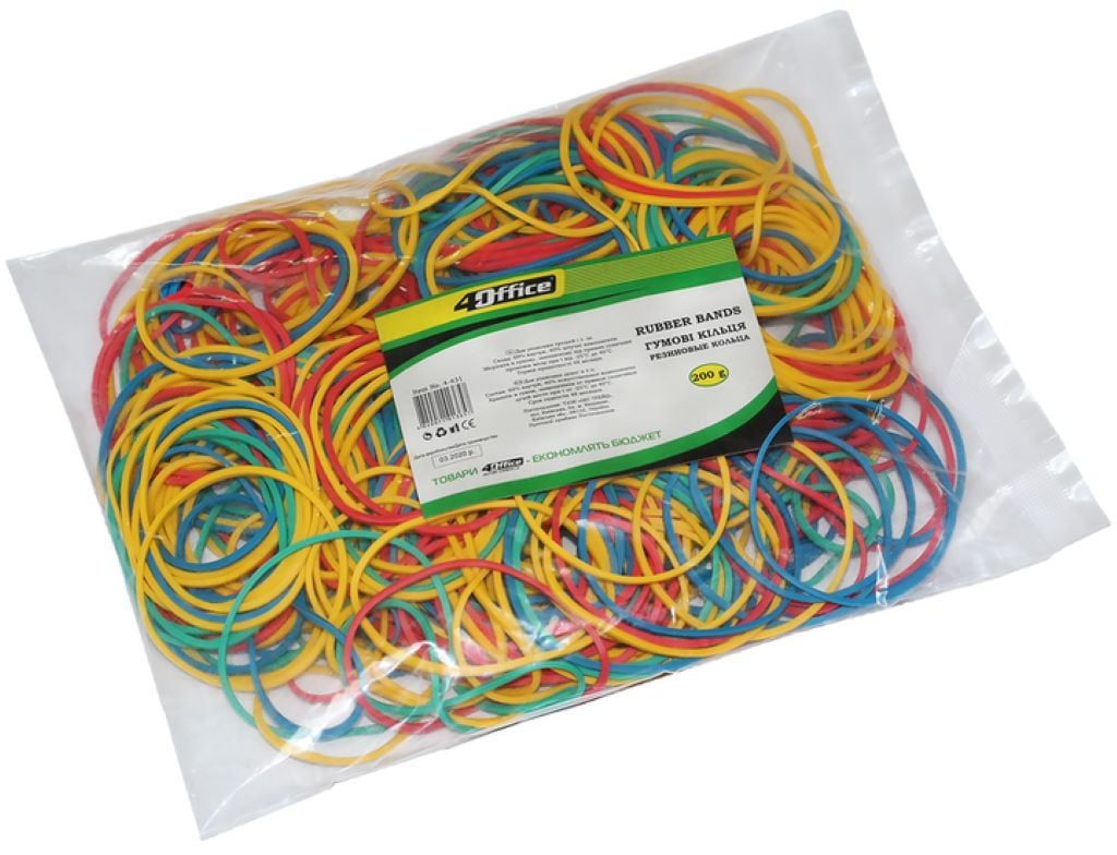 Гумка для грошей 200гр 60% 50мм мікс кольорів у пакеті 4-431 Office