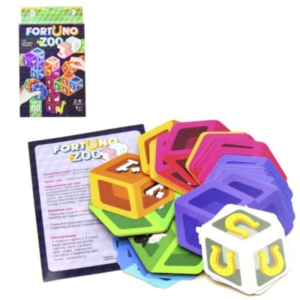 Настільна гра Fortuno 3D ZOO 80карток 13*9*2см G-F3D-02-01U Danko toys
