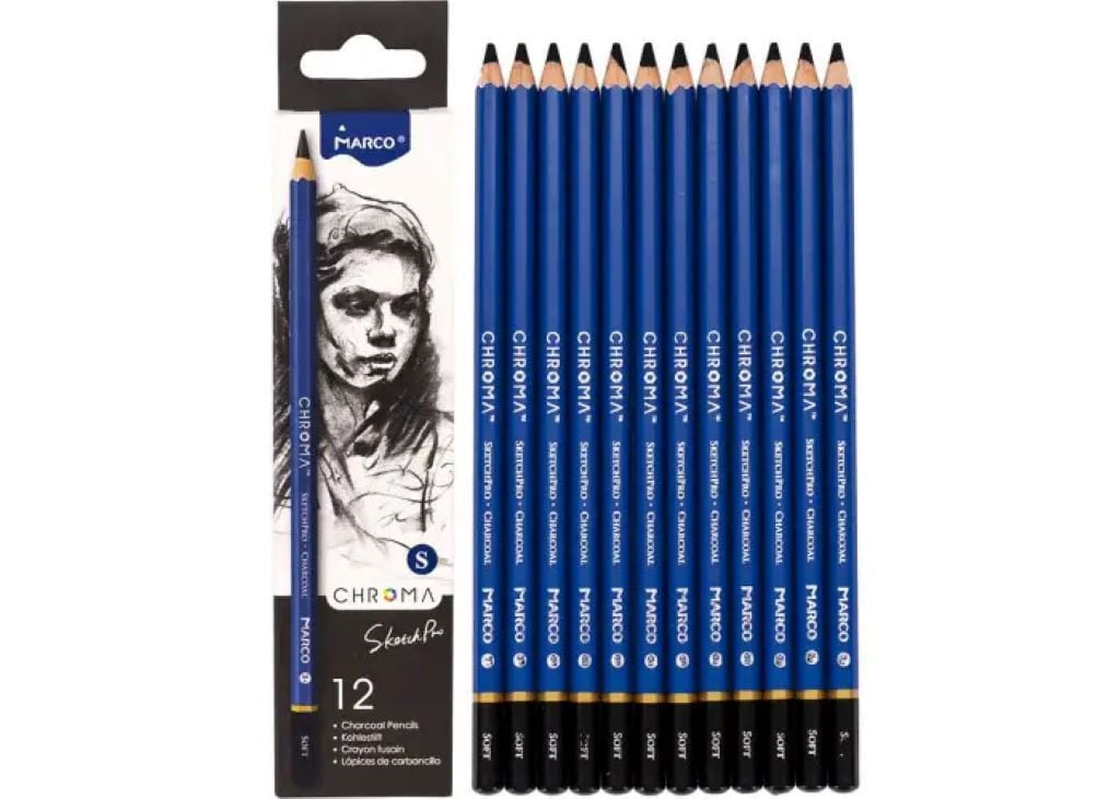Олівець вугільний Soft шестигранний Chroma 8040S-12CB Marco