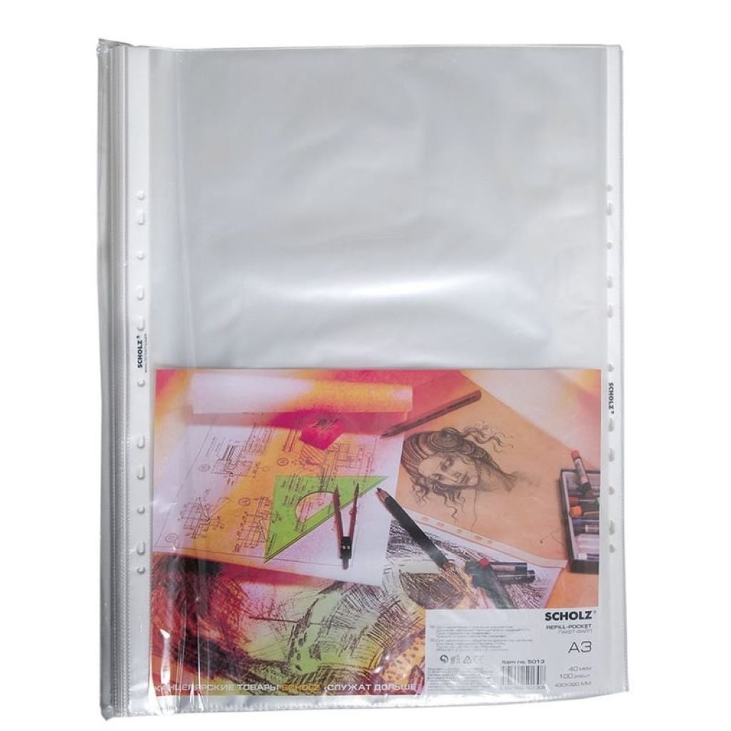 Файл пакет А3 40мкм 100шт прозорий 43*32см 5013 Scholz