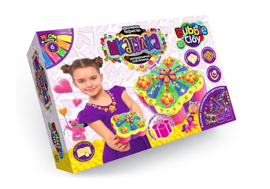 Креативна творчість Bubble Clay Скринька пластилін 6шт у коробці 26*19*7см SHBC-01-01U Danko toys
