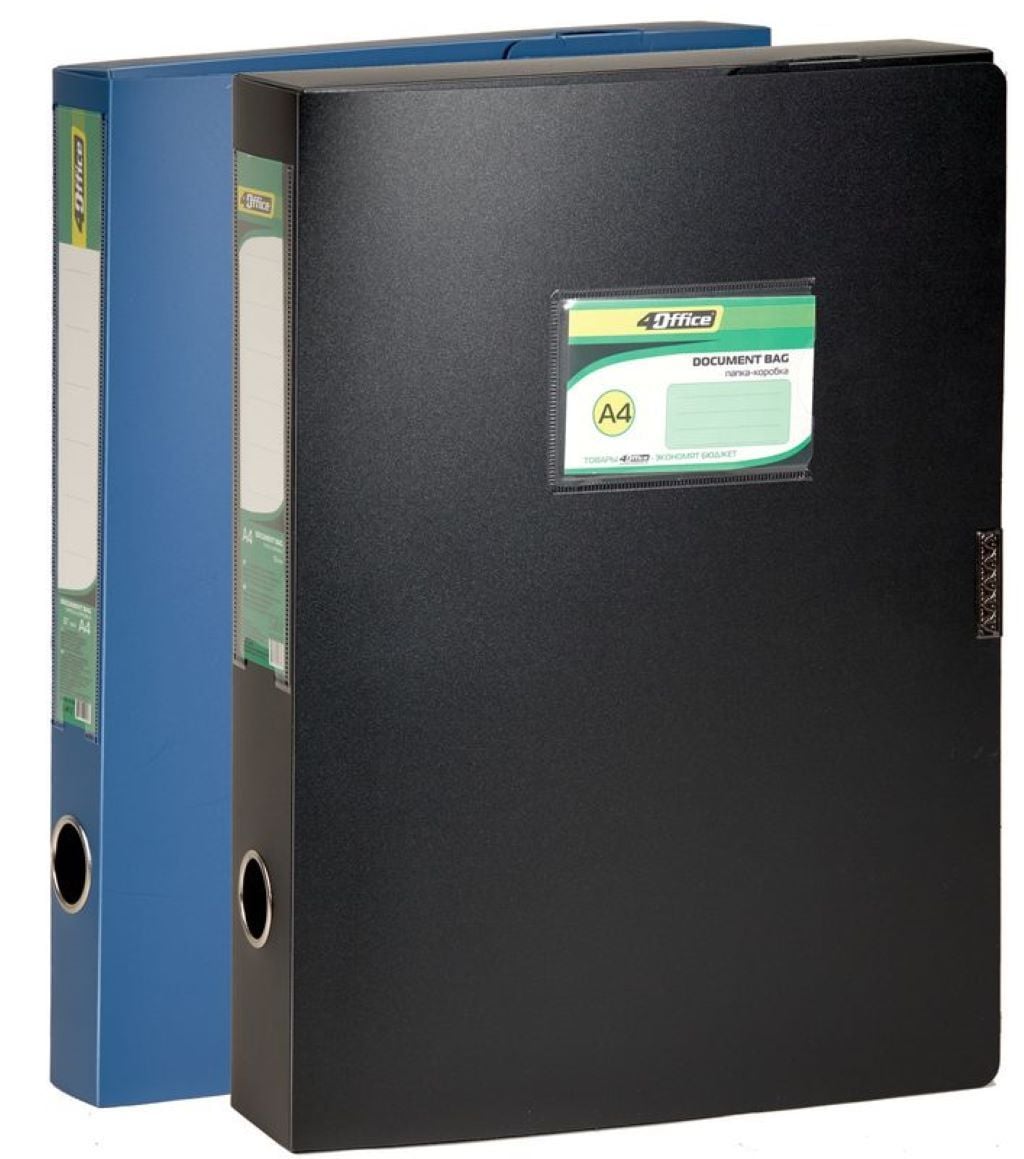 Папка коробка А4 55мм на липучці синя 4-241 Office