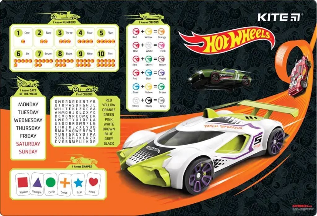Підкладка настільна 42,5*29см Hotwheels HW23-207 Kite