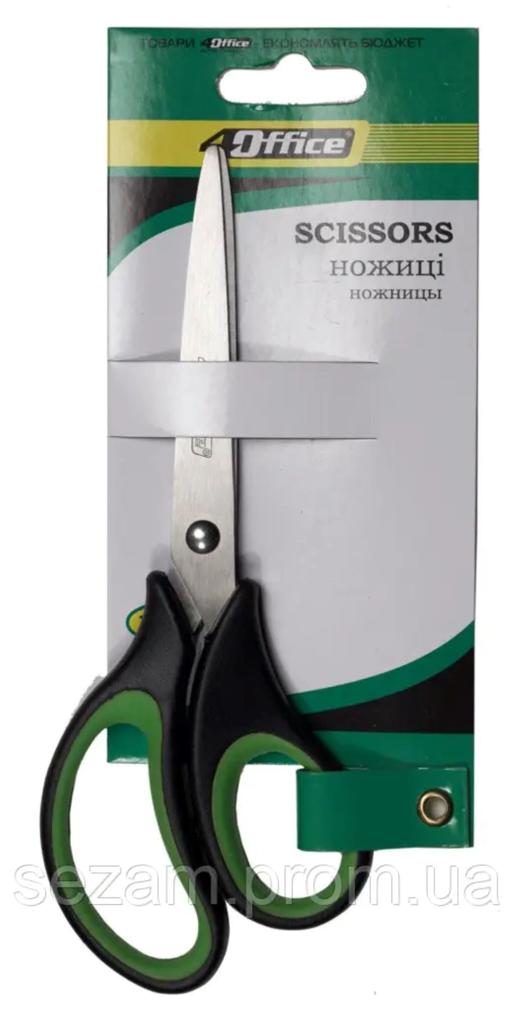 Ножиці 17см офісні з гумовими ручками на планшеті 4-367 Office