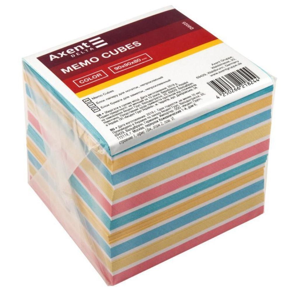 Папір для нотаток непроклеєний 90*90мм блок 850арк D8025 Axent