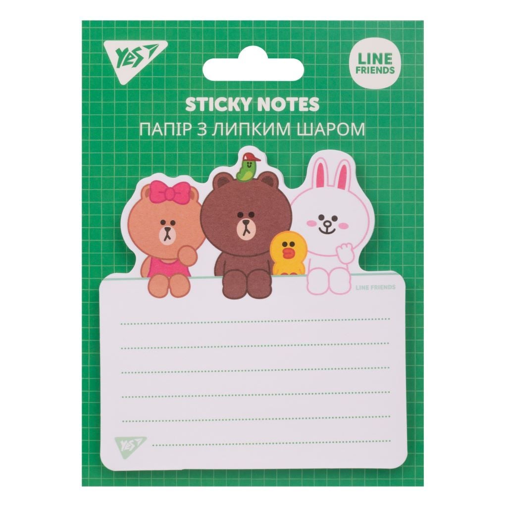 Папір для нотаток з липким шаром фігурний "Line Friends" 40 аркушів  170332 Yes