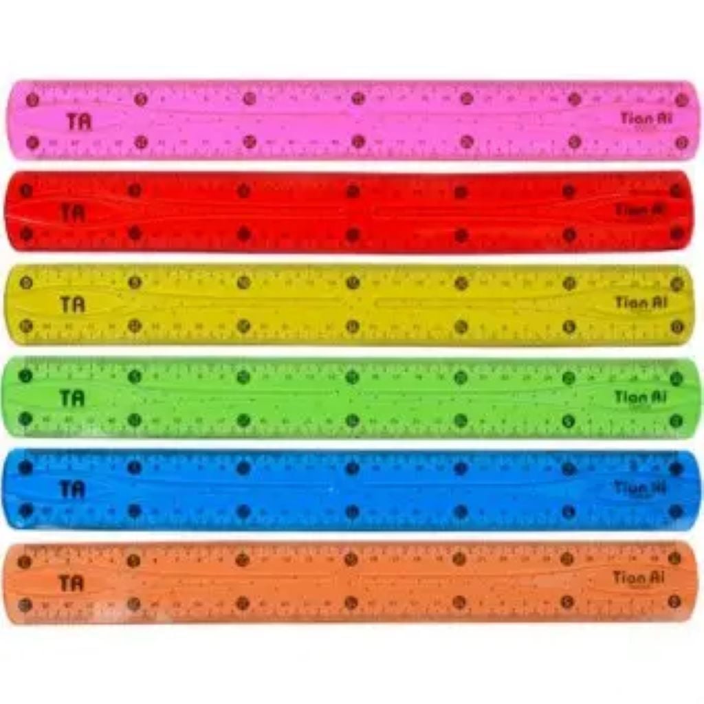 Лінійка пластик 30см прозора гнучка мікс кольорів у пакеті 9012C Class