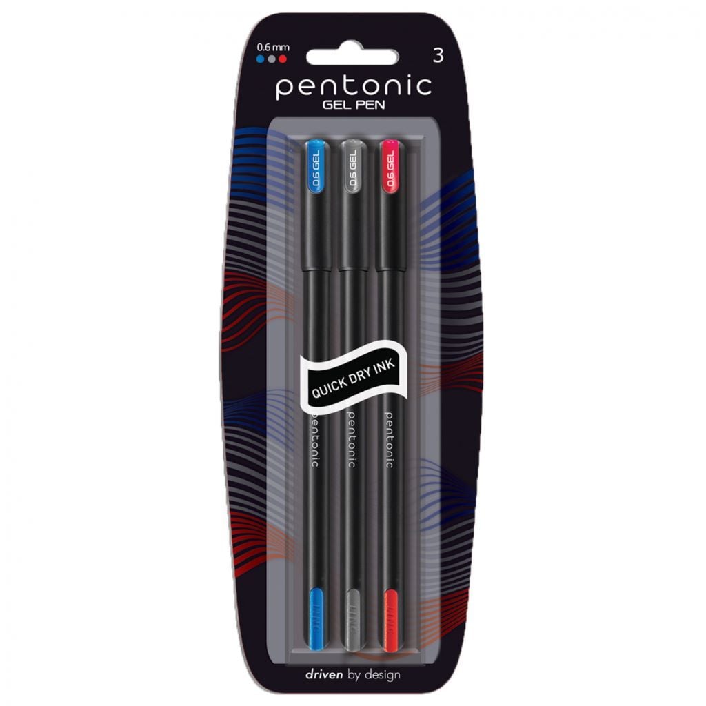 Ручка гелева 0,6мм Pentonic 3шт в упаковці мікс  кольорів 420412 Linc