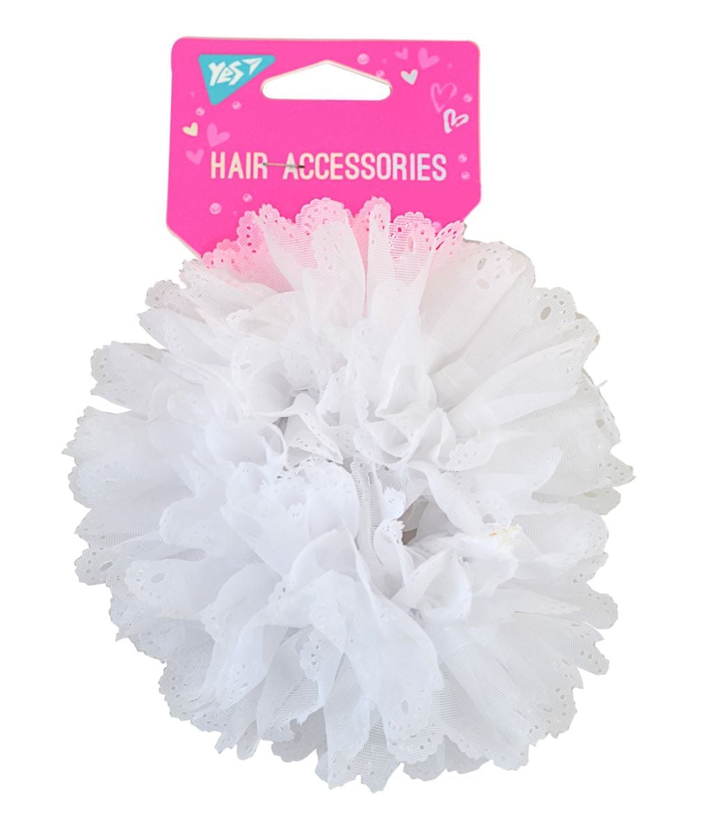 Резинка для волосся 14см біла об'ємна 707134 Yes