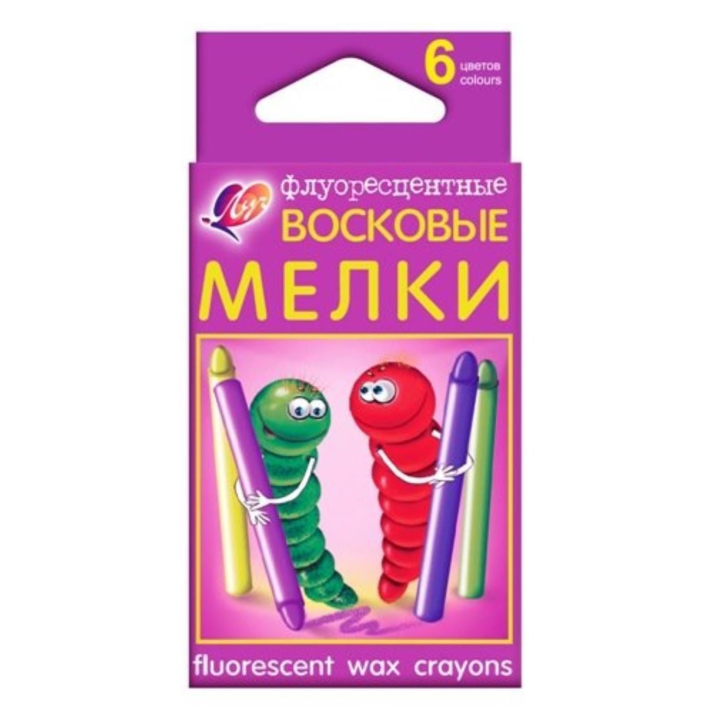 Олівці воскові 6шт флуоресцентні у коробці 9*6см 15C1054-08 Луч