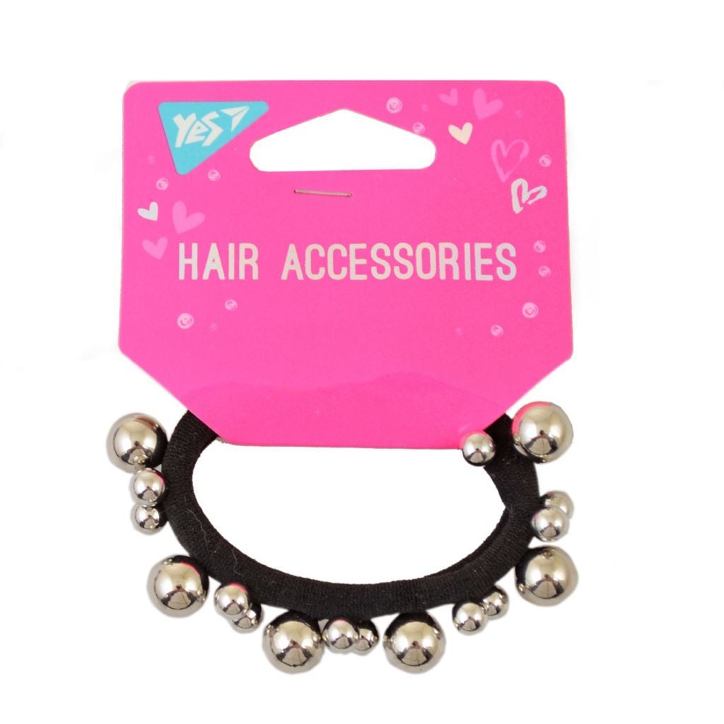 Резинка для волосся 5см з перлинами чорного кольору 707139 Yes