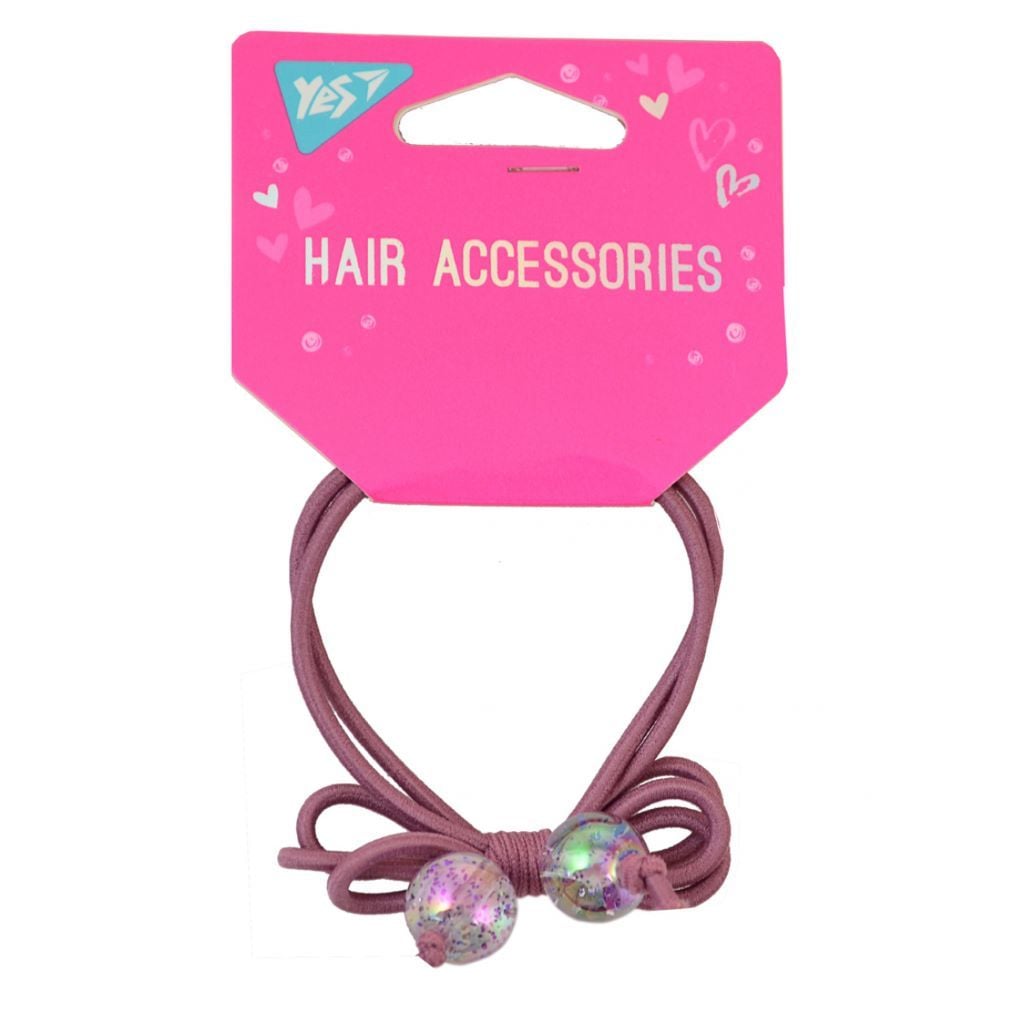 Резинка для волосся 6см з кульками фіолетового кольору 707136 Yes