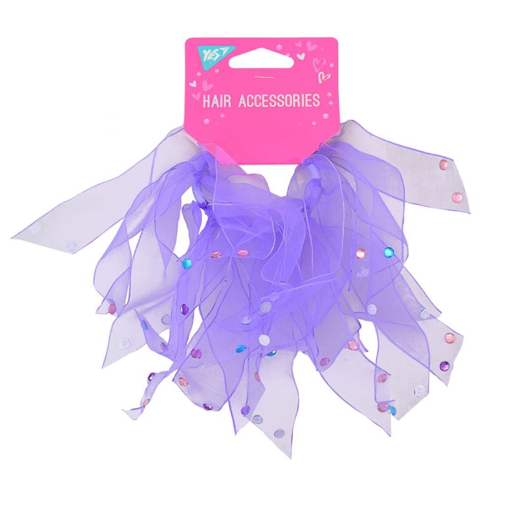 Резинка для волосся 5,5см з бантом та стразами фіолетового кольору 707167 Yes