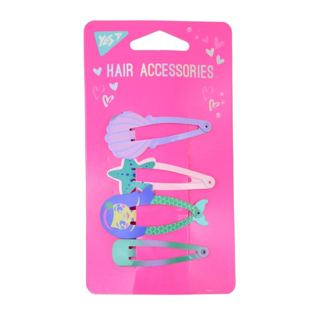Заколка для волосся 2,5*5,5см Морська тематика 4шт у наборі на планшеті 707166 Yes