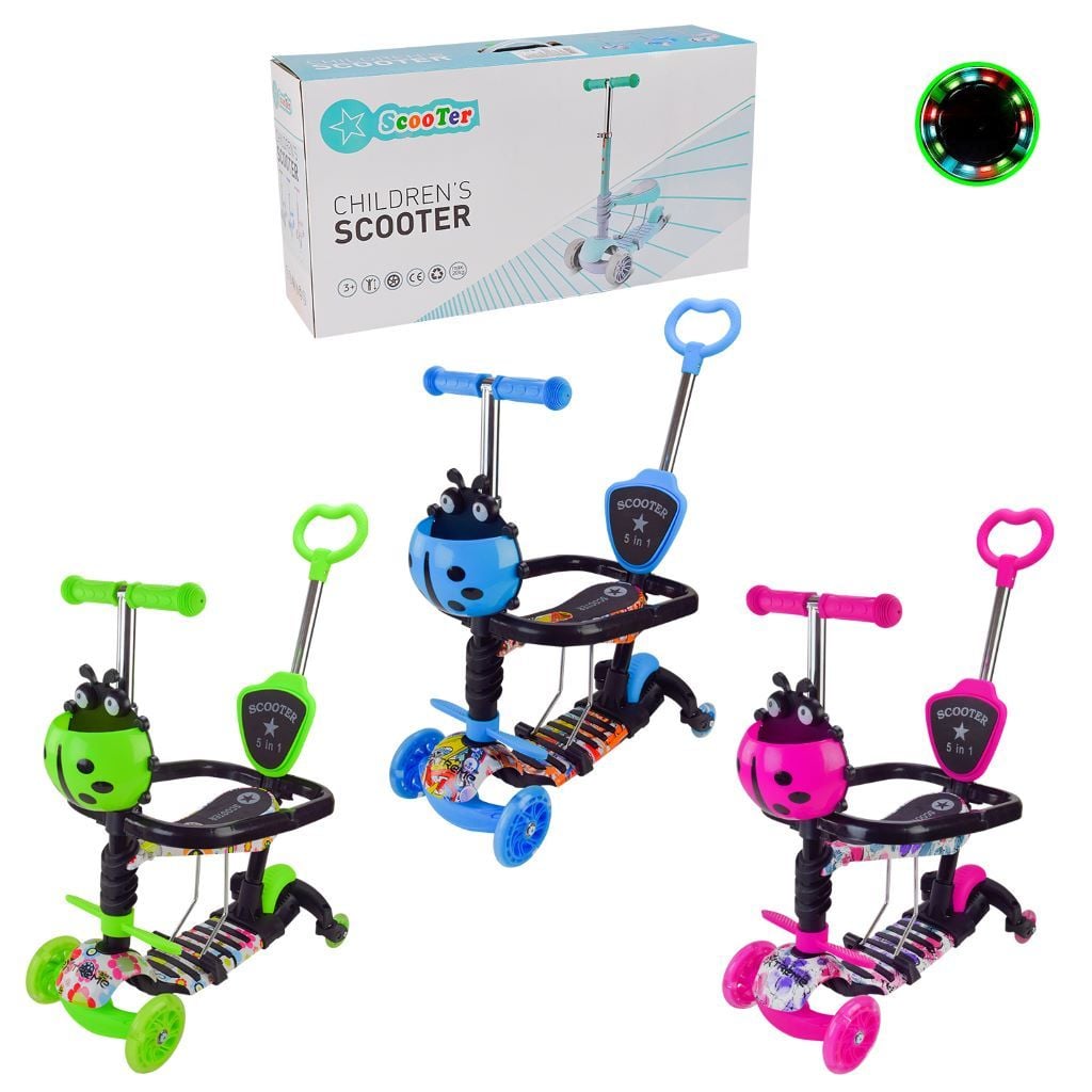 Самокат 3-х колісний два спереду одне з заду 3в1 Scooter сидіння батьківська ручка у коробці SC2502 Extreme