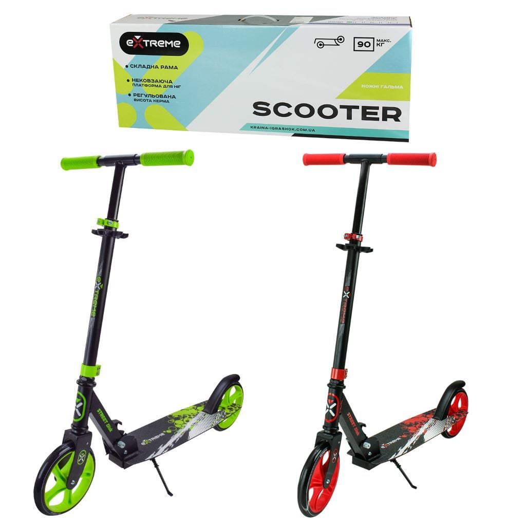 Самокат 2-х колісний d200 мм, алюміній рама мікс кольорів у коробці SK212 Extreme