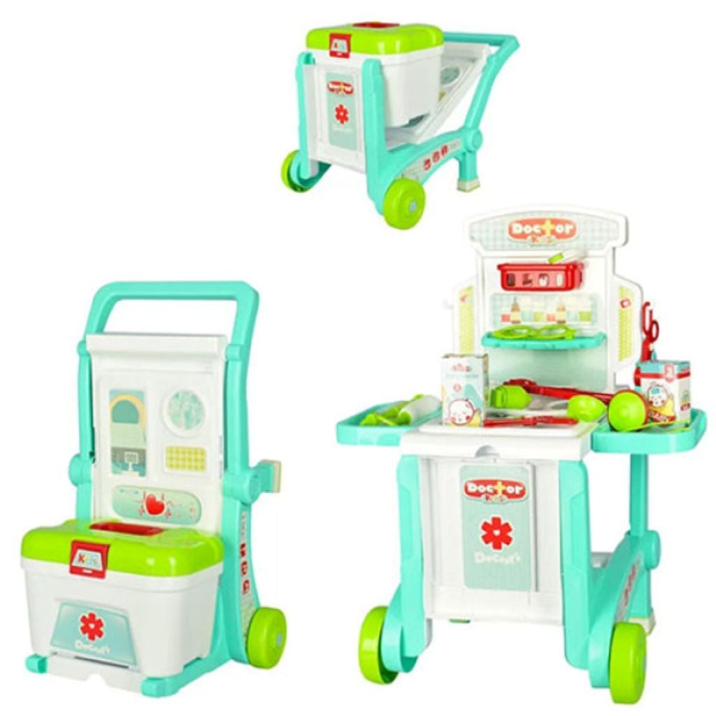 Лікар набір 3в1 стійка 60*42,5*47см аксесуари візок у коробці 008-929 Китай