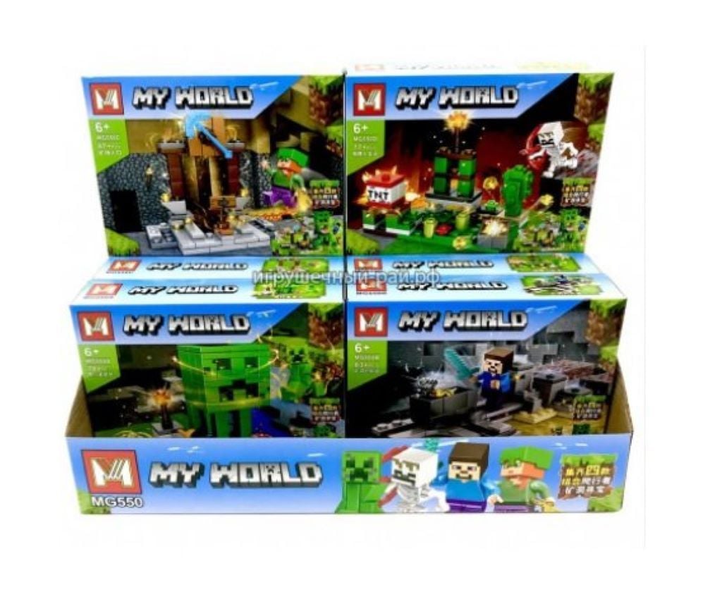 Конструктор типу лего 77-87ел  My world 4 вида у коробці 19*14*4,5см MG550 Китай