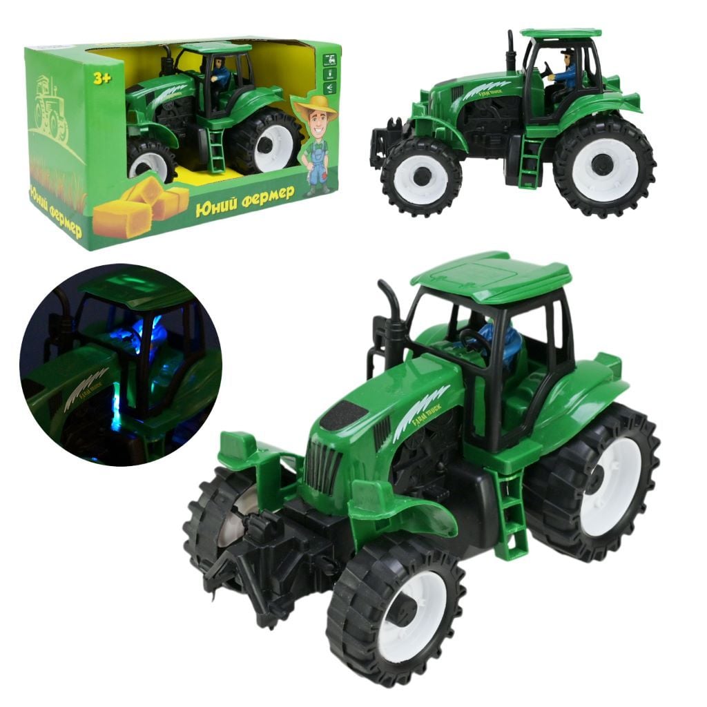 Трвктор інерці Юнний фермер на батарейках звук світло в коробці 23*11*12см 7941 Китай