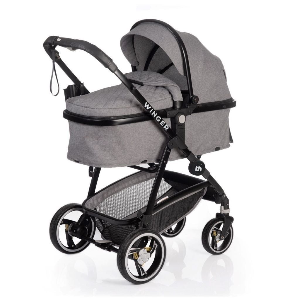 Коляска дитяча 2в1 трансформер сіра алюм рама сітка дощовик 9,8кг 73555 Babyhit