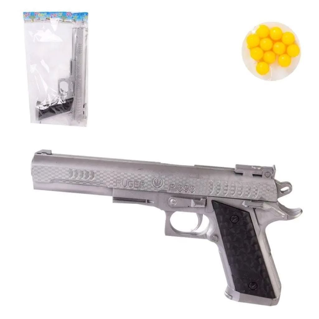 Пістолет пневматичний  пластикові кулі, лазер іграшковий в пакеті 28*16см P389-1 Китай