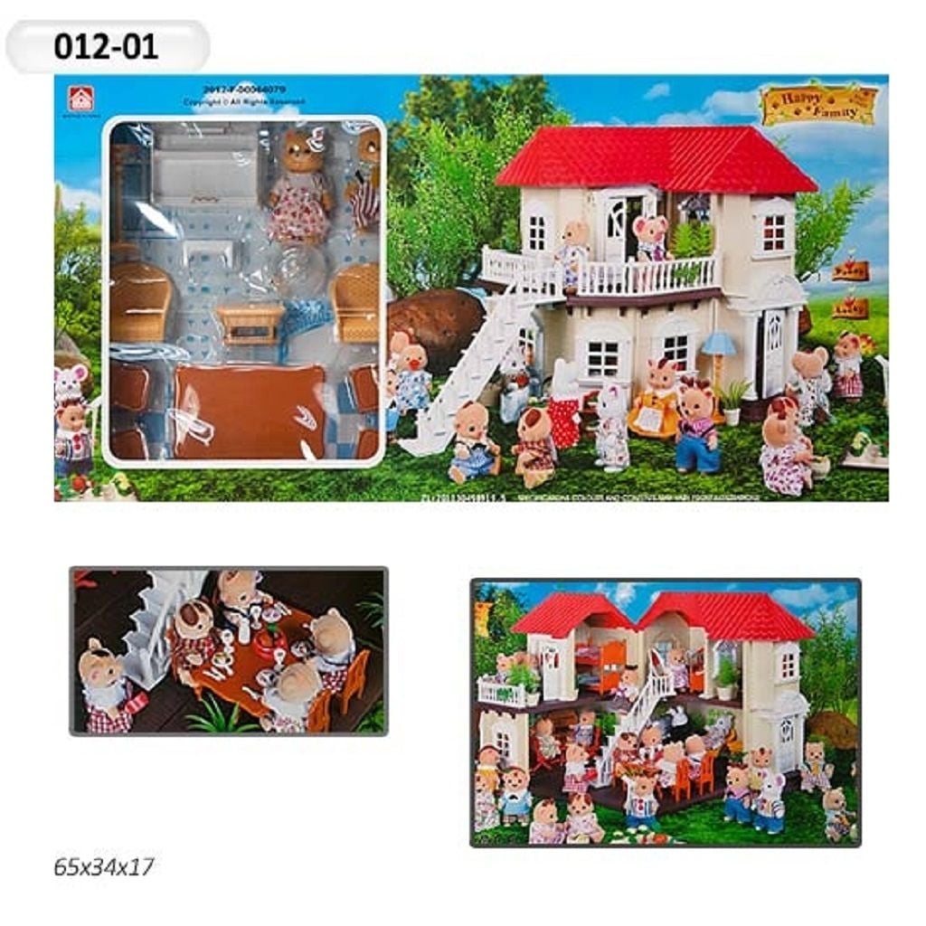 Будинок Sweet Family Щаслива родина 2поверхи 2 флоксових героя, меблі, світло в коробці 65*34*17см 012-01 Китай