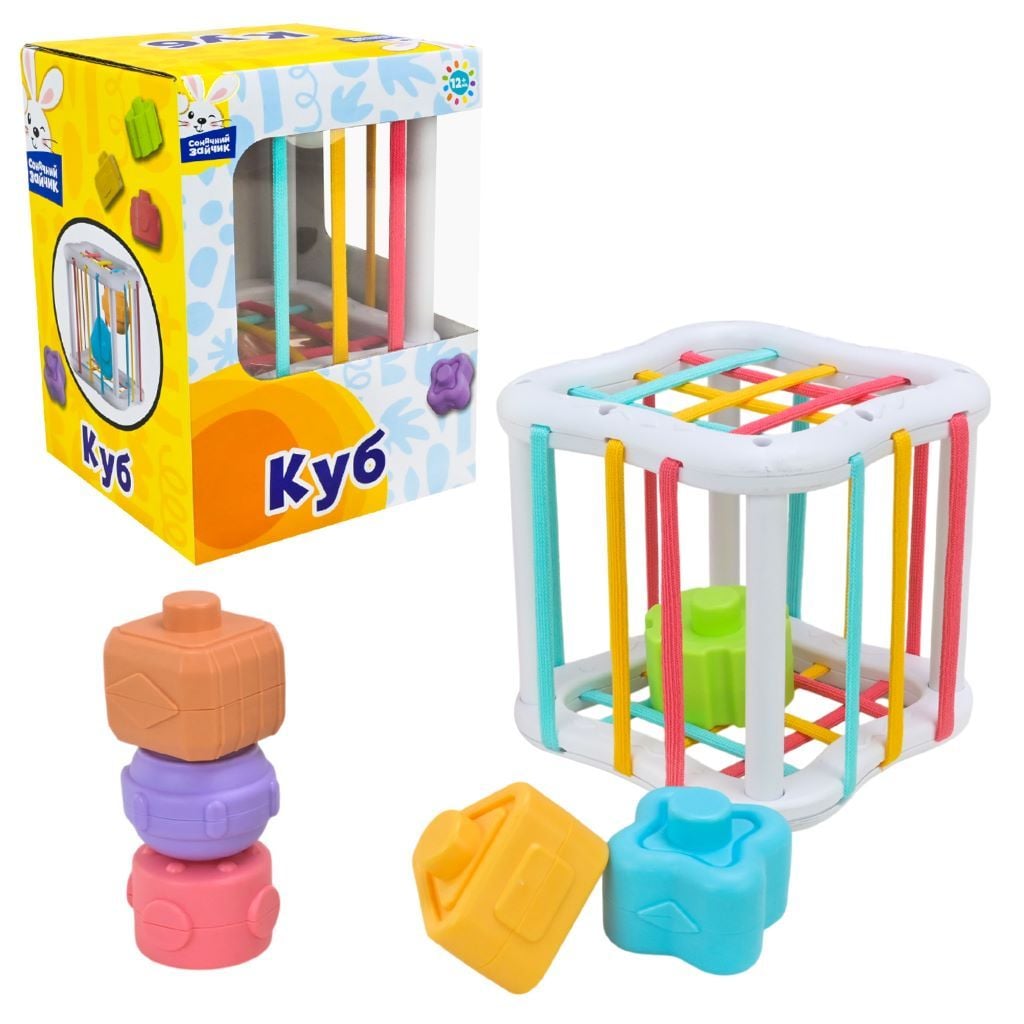 Брязкальце Куб 12*12*11см 6 брязкалець в коробці 17*13*13см PL-724-80 країна іграшок