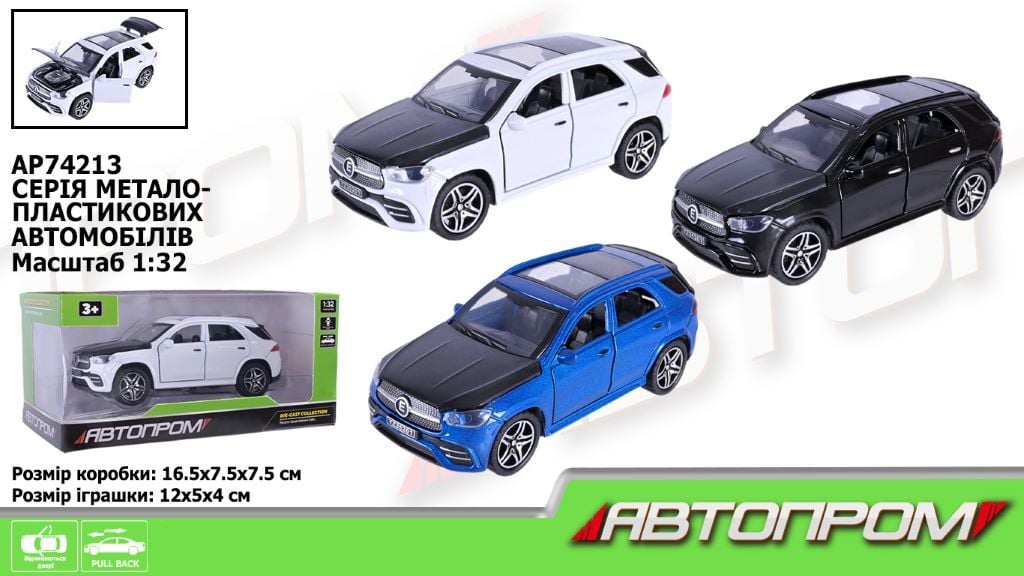 Машина металева 1:32 інерція відчин двері у коробці 16*8*8см AP74213 Автопром