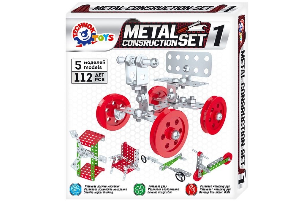Конструктор металевий 112дет в коробці 19*19*3,5см 6399 технок