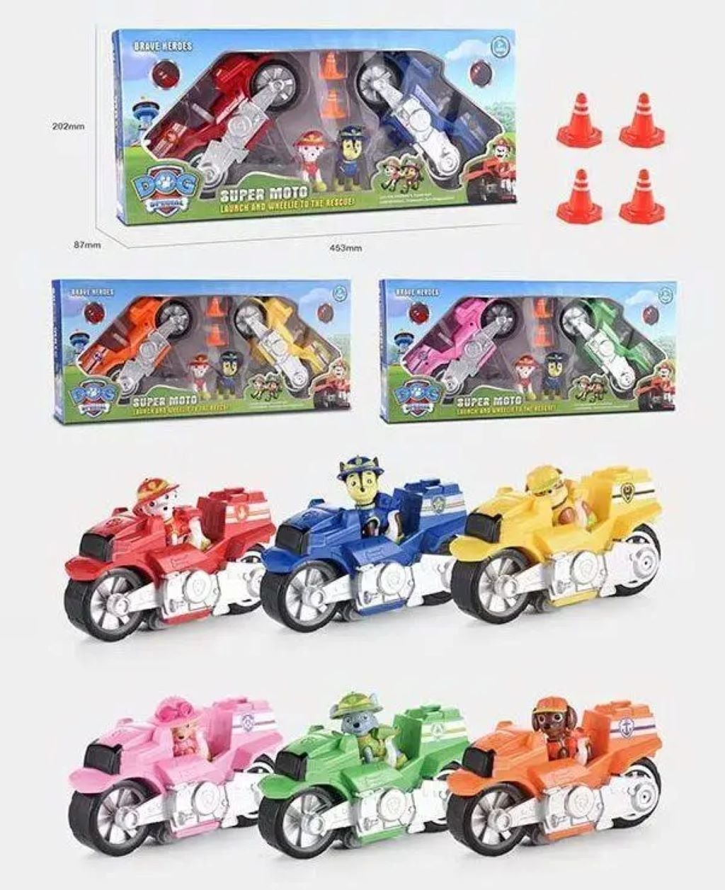Герої типу Цуценячий патруль в наборі 2шт мотоцикли для трампліну в коробці 44*20*8см мікс видів РВ302 Китай