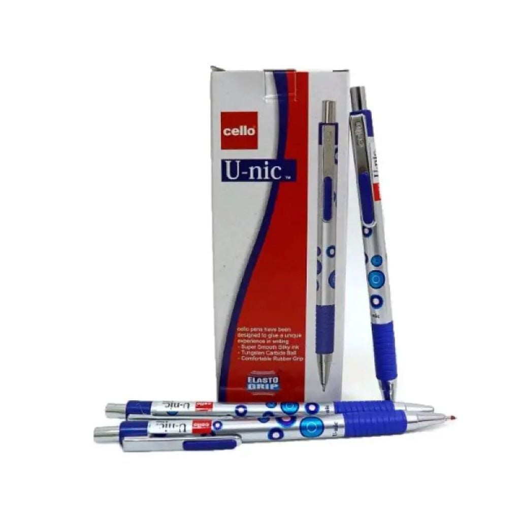 Ручка масляна 0,7мм автомат з грипом U-nic синя Unic-BL Cello