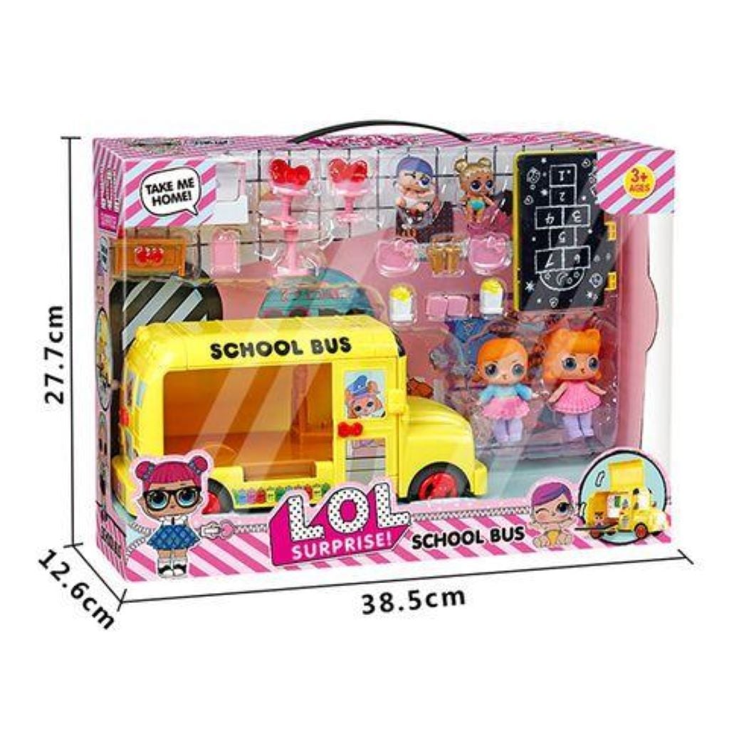Лялька з великими очима 2шт шкільний автобус аксесуари в коробці 38,5*22,5*13см K5624 Китай