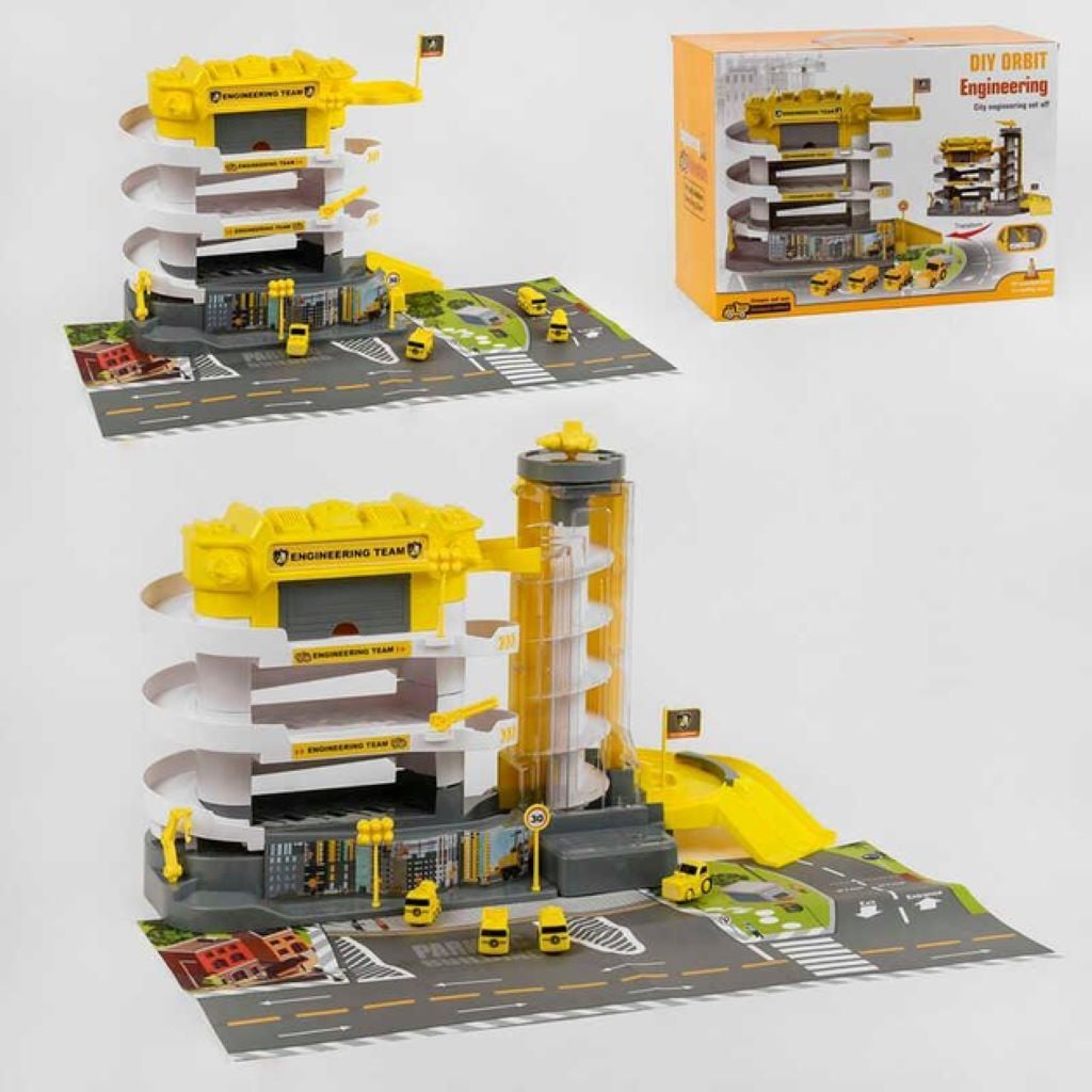 Парковка 37*30*18см гараж ліфт електричний 4 рівні пласт 4 машинки у коробці 1232-14 Китай