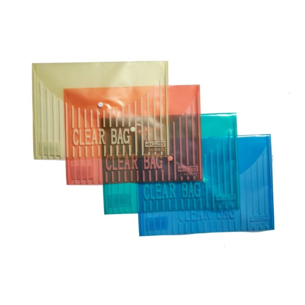Папка конверт А4 на кнопці 120мкм прозорий мікс кол 4-206 Office