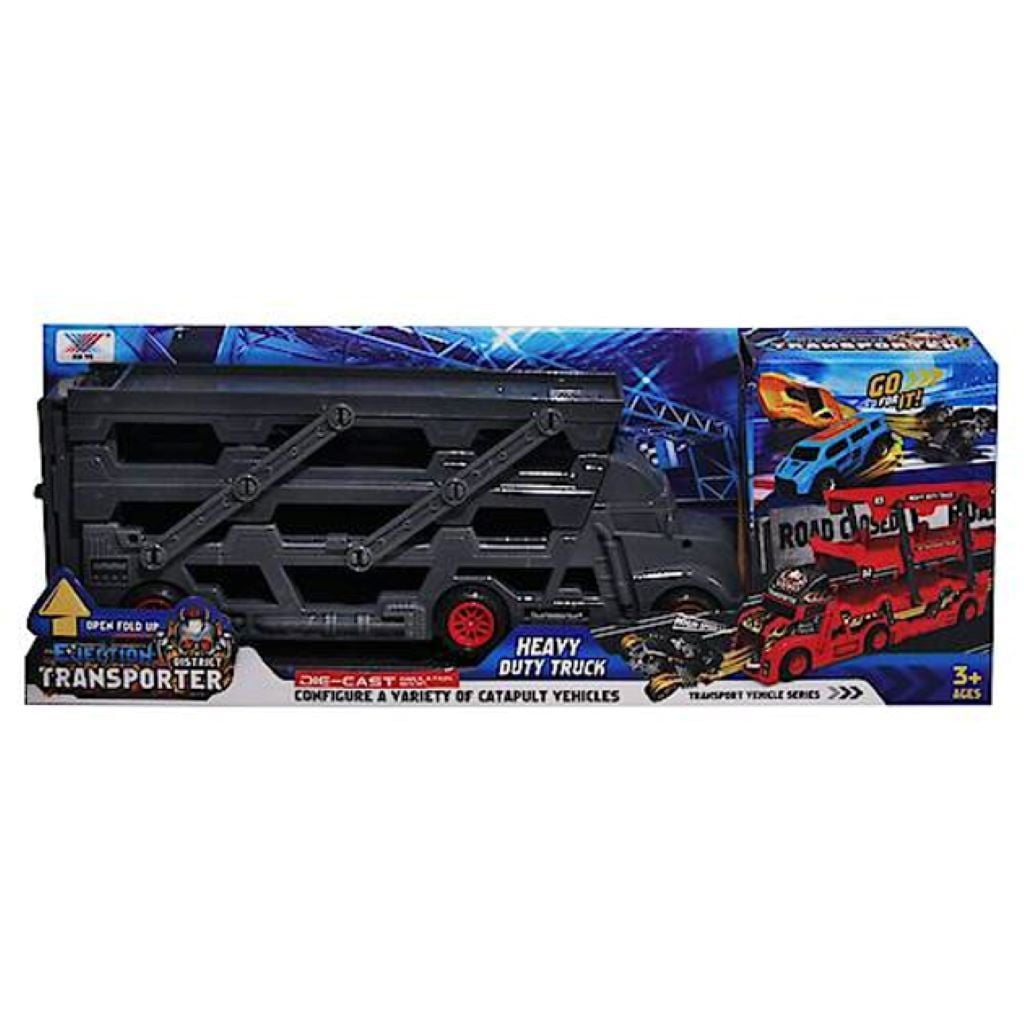 Машина Трейлер з трампліном 6 машин дорожні знаки у коробці K180A11 Китай