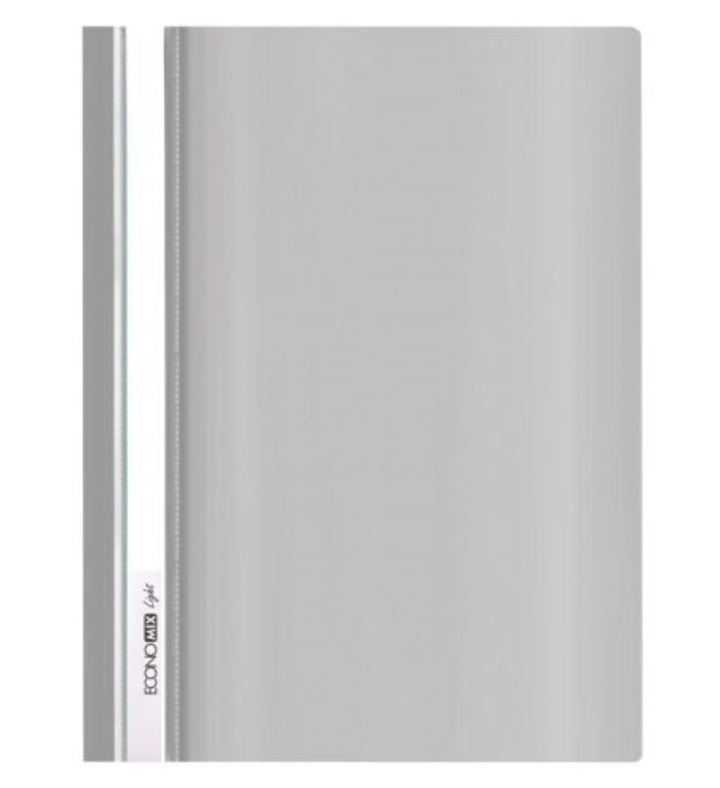 Папка А4 швидкозшивач пластикова тонка сіра без перфорації 38503-10 Econo mix